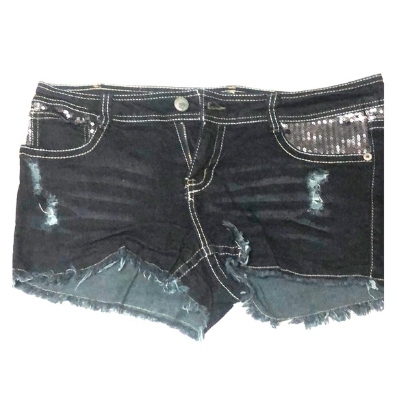 Wallflower Pants - Wallflower sequined embellished denim short